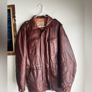 Vintage Overland Sheepskin Company Men's Brown Leather Jacket. Taos NM